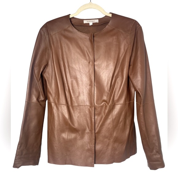Ellen Tracy 100% Leather Lightweight Snap Button Jacket Small Vintage - Picture 1 of 8